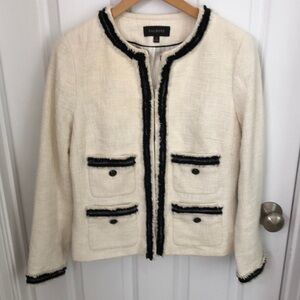 Talbots cotton blend Chanel style short jacket.